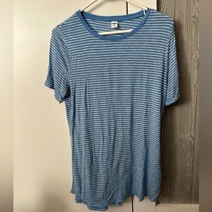 Old Navy, size small tunic length blue and white striped t-shirt